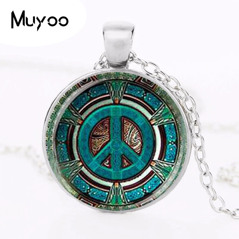 Кулон в виде стеклянного купола Hippie Peace ожерелье ручной работы модные ювелирные