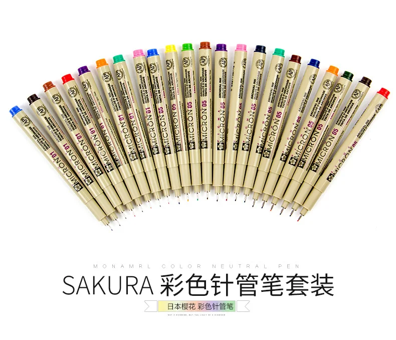 Sakura Pigma Micron тонкая грань ручка комплект мульти-Цвет иглы кисть для рисования; ручка XSDK 005 01/2/3/4/5/8/1,0 эскизов товары для рукоделия