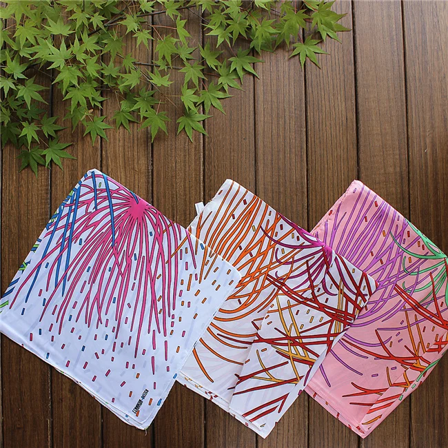 

60cm*60cm Women 2017 New Fashion Imitated Silk Geometric Line Shine Fireworks Printed Small Square Scarf Hot Sale