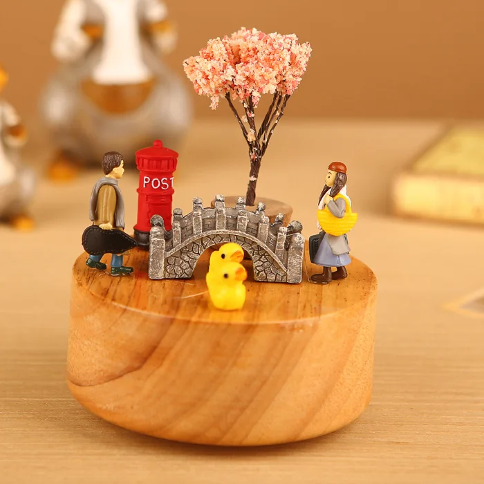 Kawaii DIY вращающиеся музыкальные коробки деревянная недорогая музыкальная