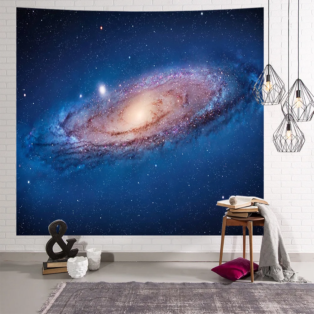 Фиолетовый Galaxy Psychedelic Star Tapestry Wall Hanging Lightweight Polyester Fabric Forest wall hanging Decoration Home - Цвет: Фиолетовый
