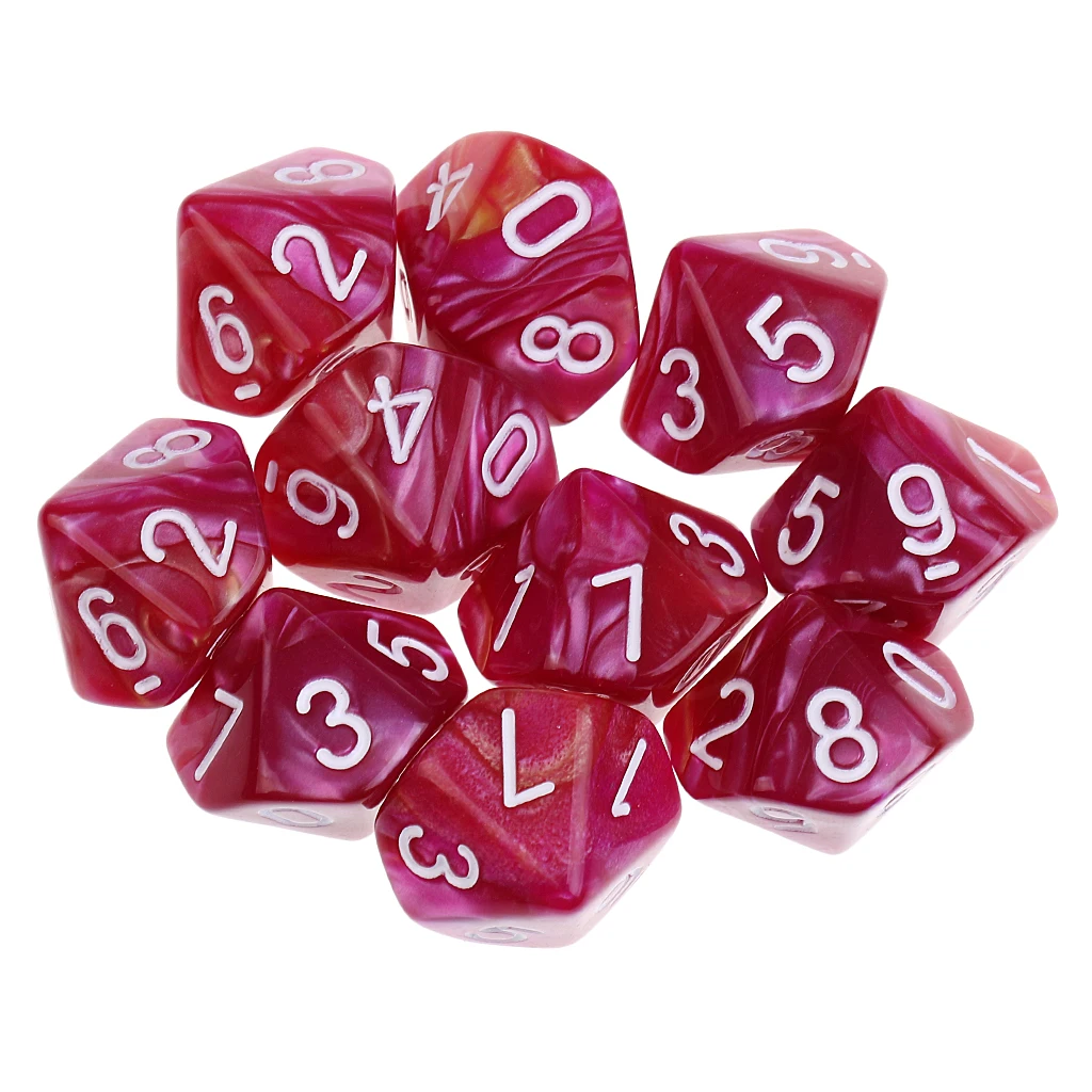 10 шт. 10 сторонних игральных костей D10 многогранные игральные кости DND для RPG MTG Подземелья и Драконы вечерние настольные игры