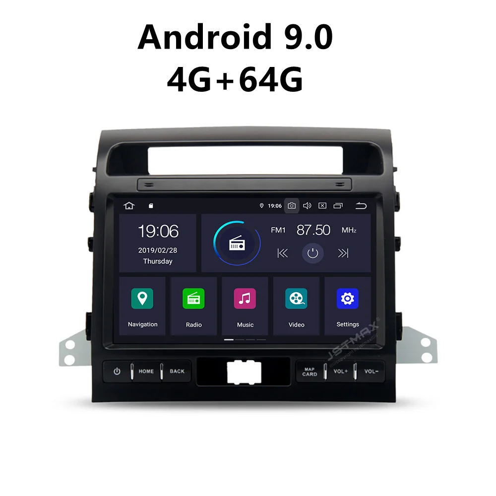 

JSTMAX 9 ''Android 9.0 4G + 64G ISP экран Автомобильный Радио стерео плеер для toyota Land Cruiser LC200 9,0-2008 GPS плеер