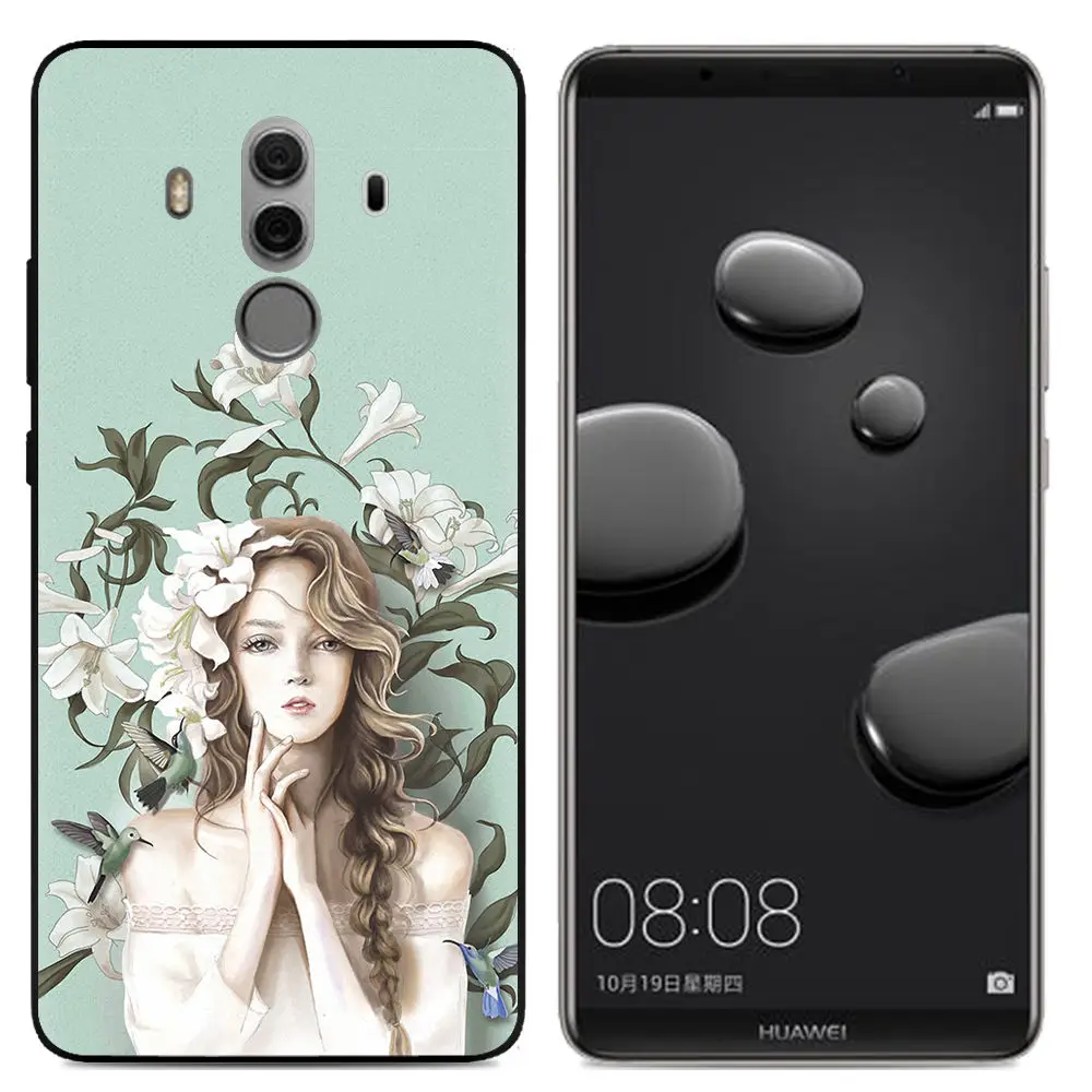 YIKS милый мультяшный чехол для телефона Huawei Mate10 Чехлы черный матовый fundas huawei Mate 10