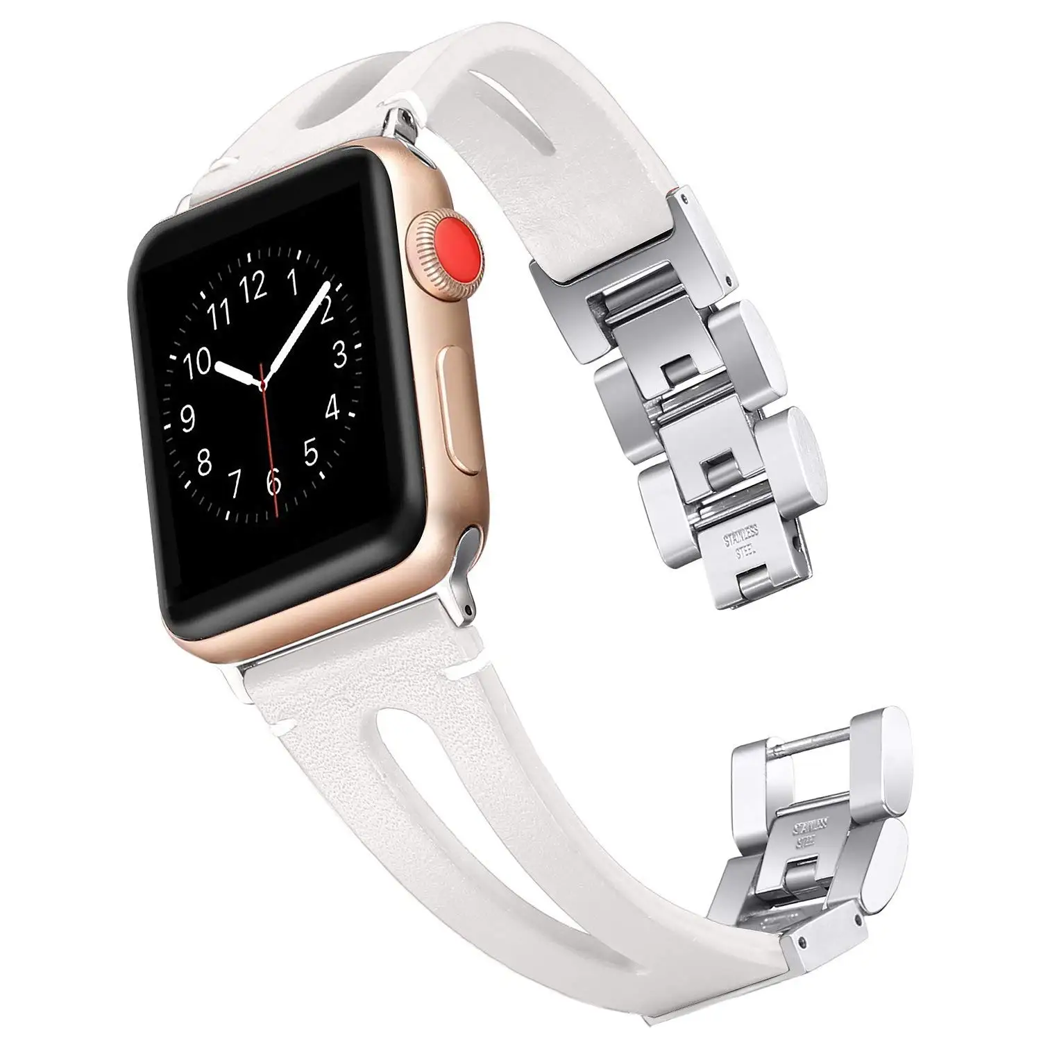 JANSIN ремешок из натуральной кожи для Apple Watch 38 мм 42 мм 40 мм 44 мм браслет ремешок для iWatch серии 5 4 3 2 1 wo для мужчин/мужчин - Цвет ремешка: white