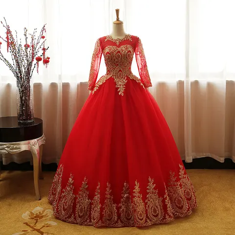 Женское винтажное свадебное платье, красное, синее, черное бальное платье с длинным рукавом и кружевом, 2023