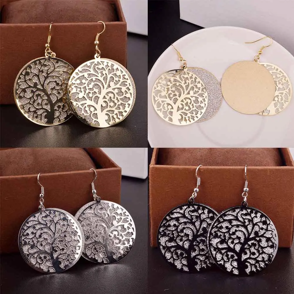 Горячая продажа Модная бижутерия Серьги подвески с древом жизни Винтажные