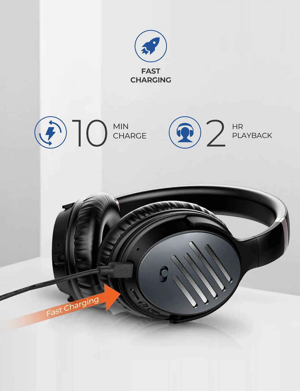 Mpow H16 ANC Bluetooth наушники с активным шумоподавлением Беспроводная гарнитура с быстрой зарядкой 30 ч Время воспроизведения глубокий бас для ПК телефона