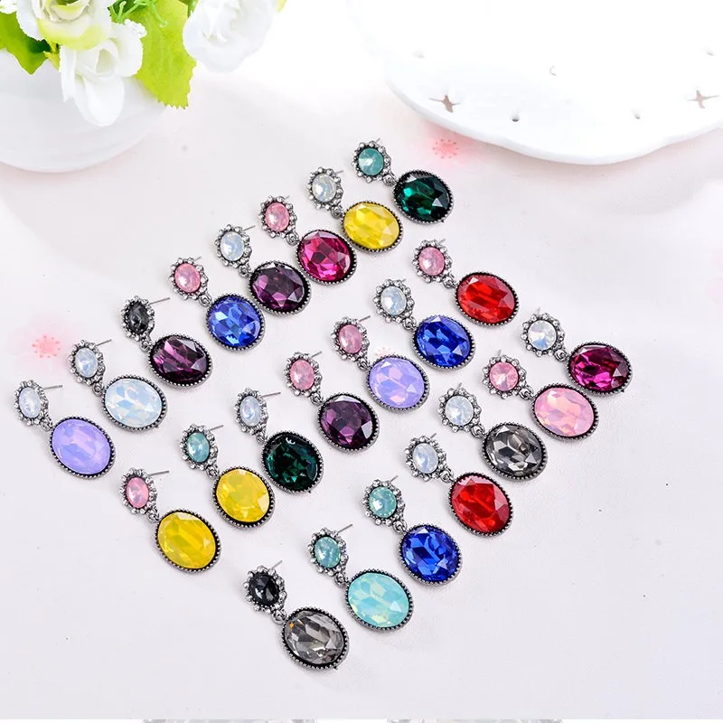 19 цветов блестящие элегантные серьги подвески с искусственным драгоценным