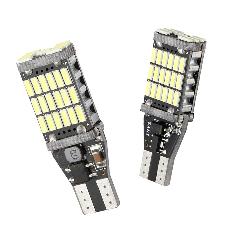 2 шт. светодиодный лампы T15 W16W 45 SMD 4014 супер яркий Замена ошибок LED камера заднего