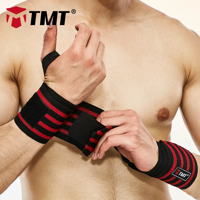TMT Большой упругой Утолщенной и расширились запястье поддержки Wrap Спорт группа Повязки Ремень Тяжелой Атлетике Тренажерный Зал Фитнес Гантели Штангой