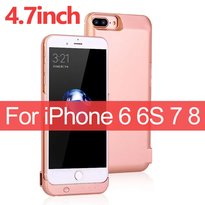4.7inch Rosy Gold 10000 мАч портативный внешний аккумулятор для iPhone 6 6s 7 8 чехол для телефона для iPhone 6 Plus 6s Plus 7 Plus 8 Plus чехол для зарядки - Цвет: 4.7inch Rosy Gold