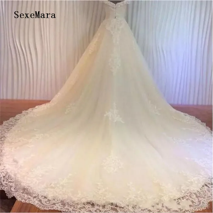 

Sweetheart High Quality Wedding Dresses with Corded Lace Appliques vestidos de novia Bridal Wedding Gowns White Ivory