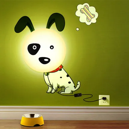 Съемная 3D Наклейка на стену СВЕТОДИОДНЫЙ Ночник мультфильм DIY обои настенный светильник для детей Подсолнух, Далматинец, розовая свинья, вы... от AliExpress RU&CIS NEW