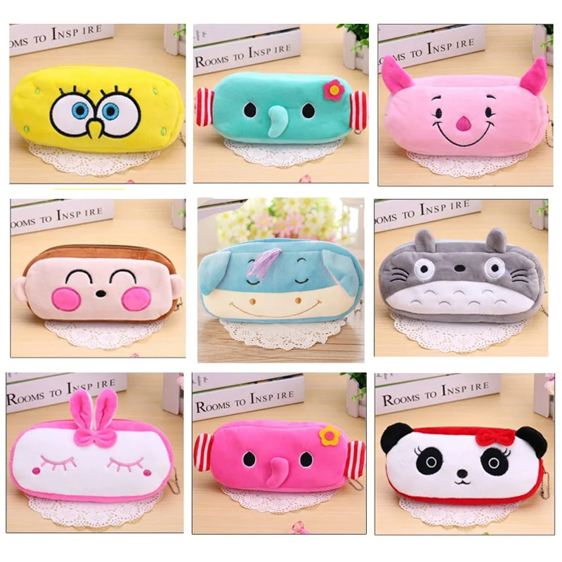 Милый плюшевый Кошелек с мультяшным животным школьная сумка Kawaii Детский плюшевый пенал коробка канцелярская сумка для детей девочек мальчиков и малышей