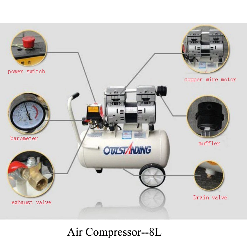 Air compressor 0.7MPa 8L/18L/30L Optional air pool cylinder economic speciality of piston filling machine Noisy less light tool |