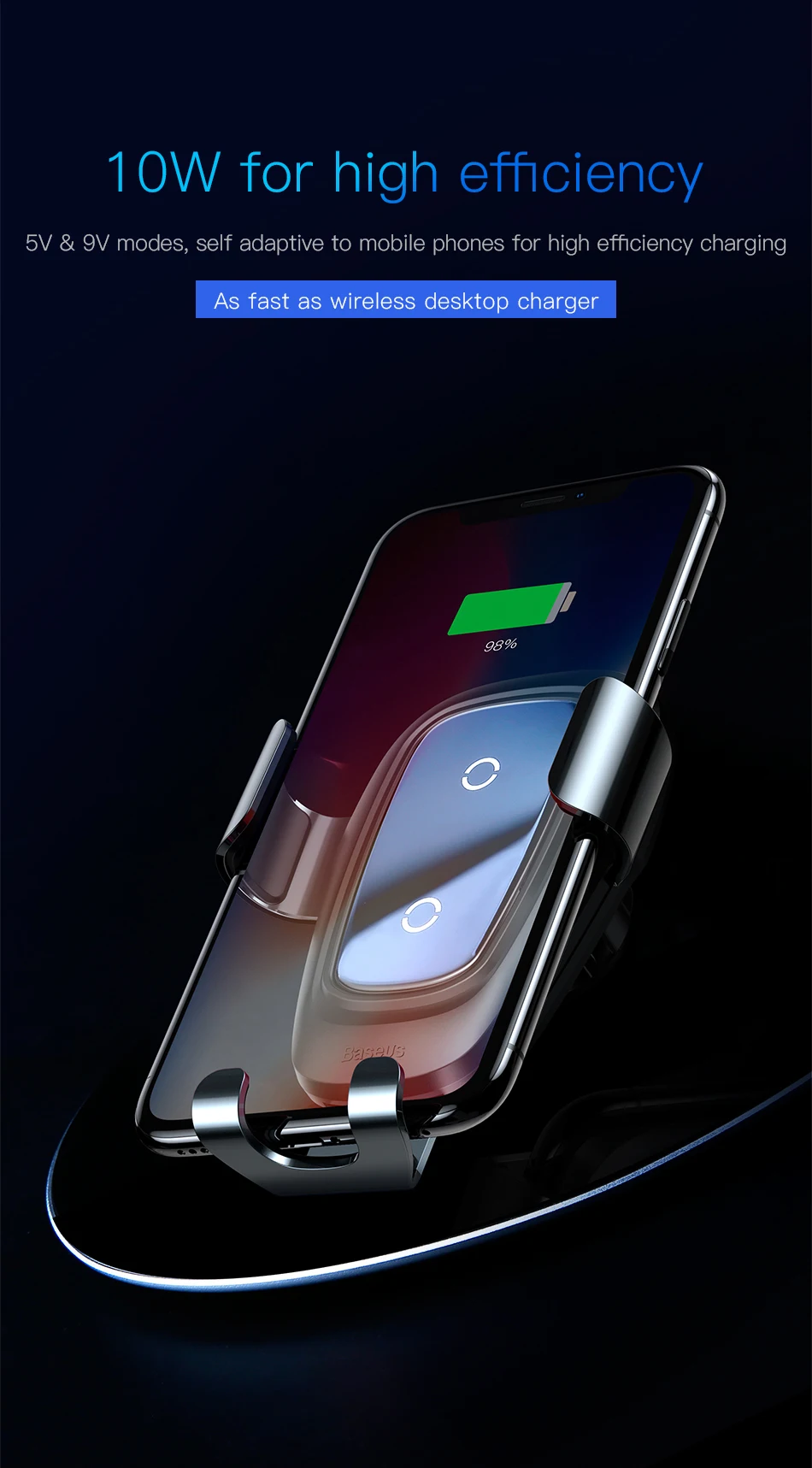 Baseus Qi Беспроводное зарядное устройство для автомобиля держатель для iPhone X 8 samsung S9 плюс мобильный телефон подставка держатель Air Vent Автомобильный держатель телефона