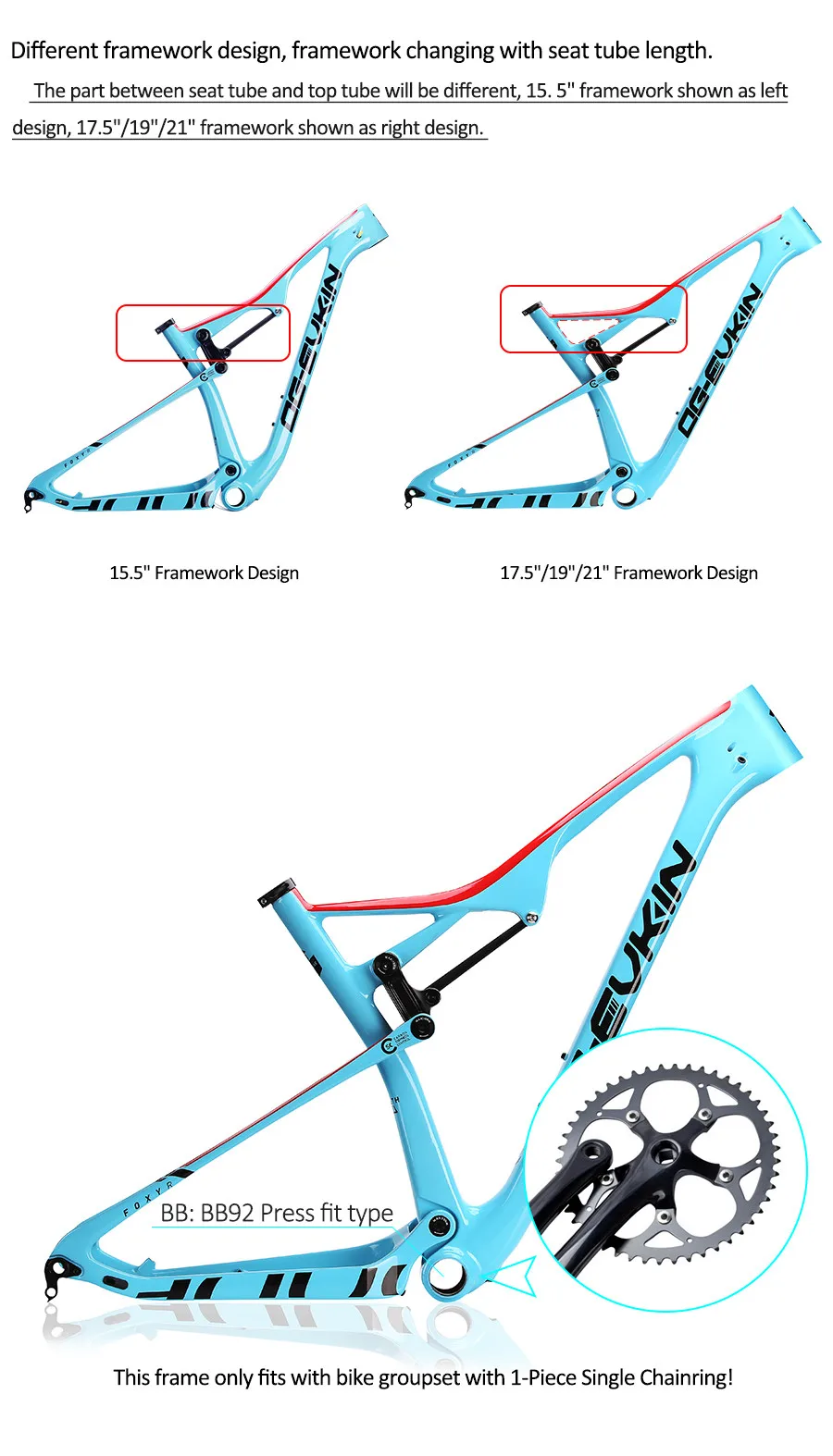 OG-EVKIN CF-049 рама для горного велосипеда(XC) T800 углеродная MTB рама Глянцевая 29er углеродное волокно EPS формовочная углеродная велосипедная Рама