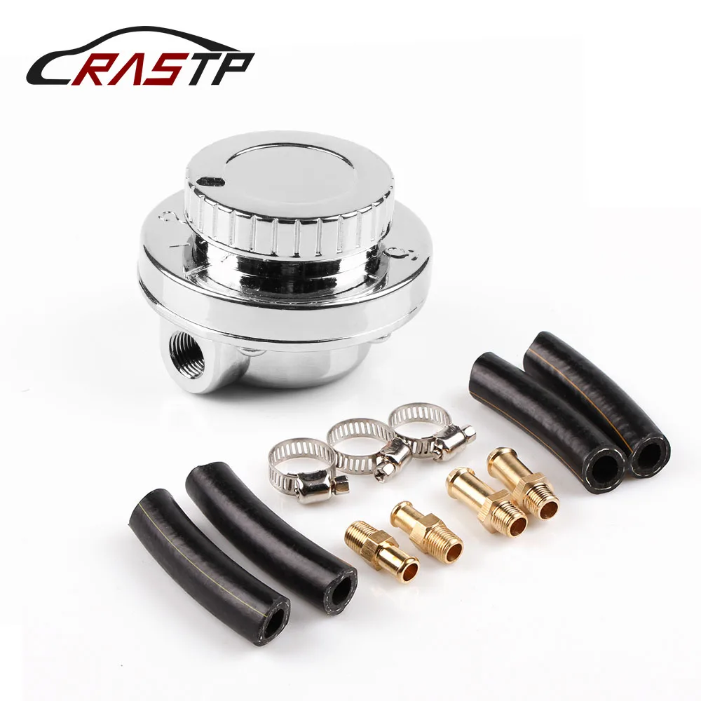

RASTP -Silver Fuel Pressure Regulator Adjustable 1-5 PSI Oil Fuel Pump Pressure Regulator Tail Carburettor 8mm 10mm RS-FRG011
