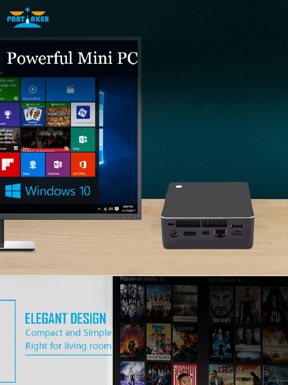 Причастником B15 Kaby Lake R Мини ПК Intel i5 8250U HDMI DP дисплей 2,4G/5G Wifi B/G/N/AC+ bluetooth