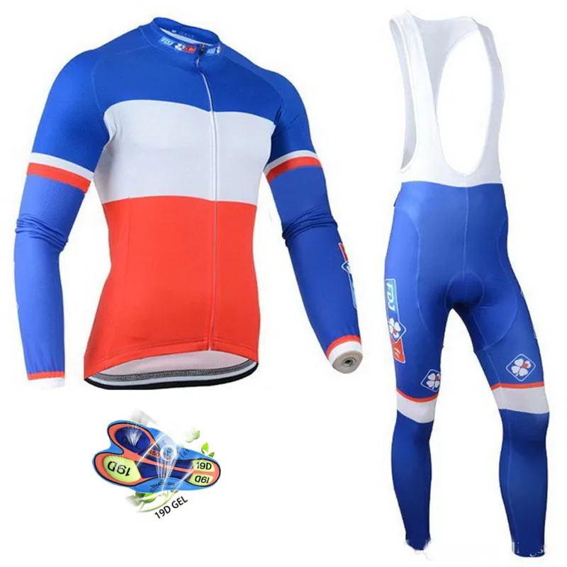 Long Sleeve set 3 Весна Осень pro team groupama fdj велосипедные Джерси комплекты с длинным рукавом Ropa Ciclismo быстросохнущая одежда для горного велосипеда комплекты гелевых подушечек - Цвет: Long Sleeve set 3