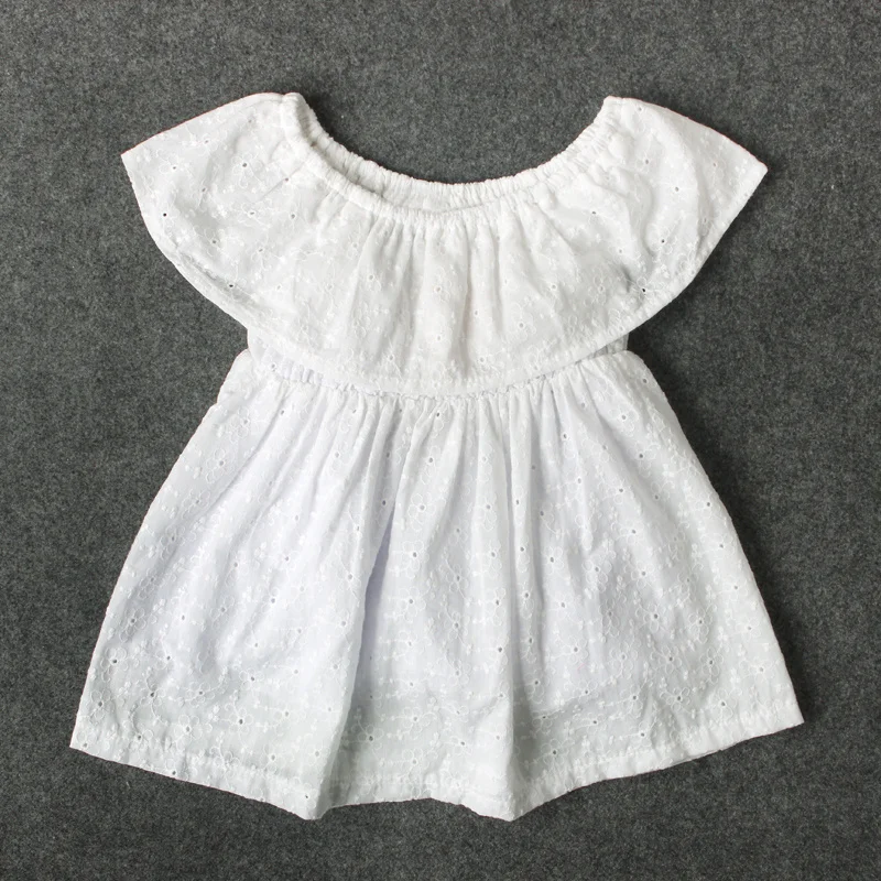 Kid Summer Dresses For Girls Dress Shoulderless White Cotton Cute Baby Party Wedding Flower Girl 1-5 Years | Детская одежда и