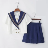 japanese school uniform for girls navy sailor uniform students clothes anime skirt for girl lala cheerleader clothing