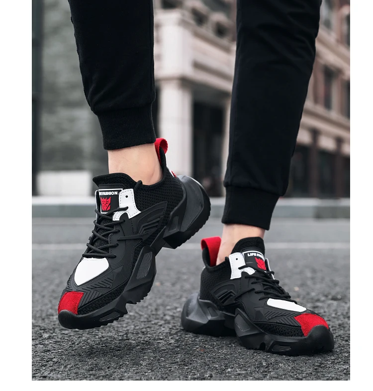 New Sneakers Men Shoes Casual mesh White Lace Up Comfortable Outdoor Breathable Fashion Heightening black Leather Shoes Male