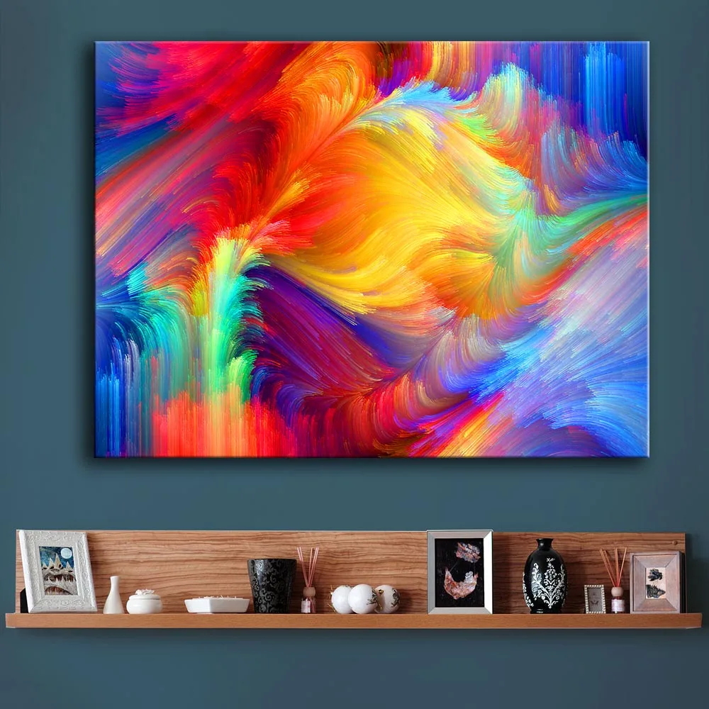 Картина большого размера с изображением пятен радужная Настенная картина для