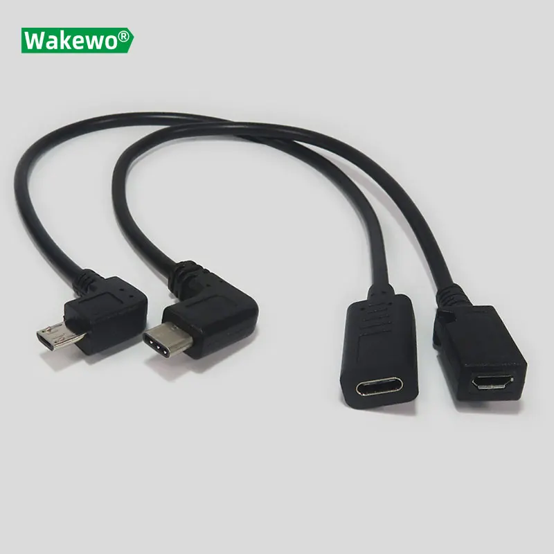 Гибкий кабель микро USB WAKEWO Type C Мама колено 90 прямоугольный шнур 30 см кривая