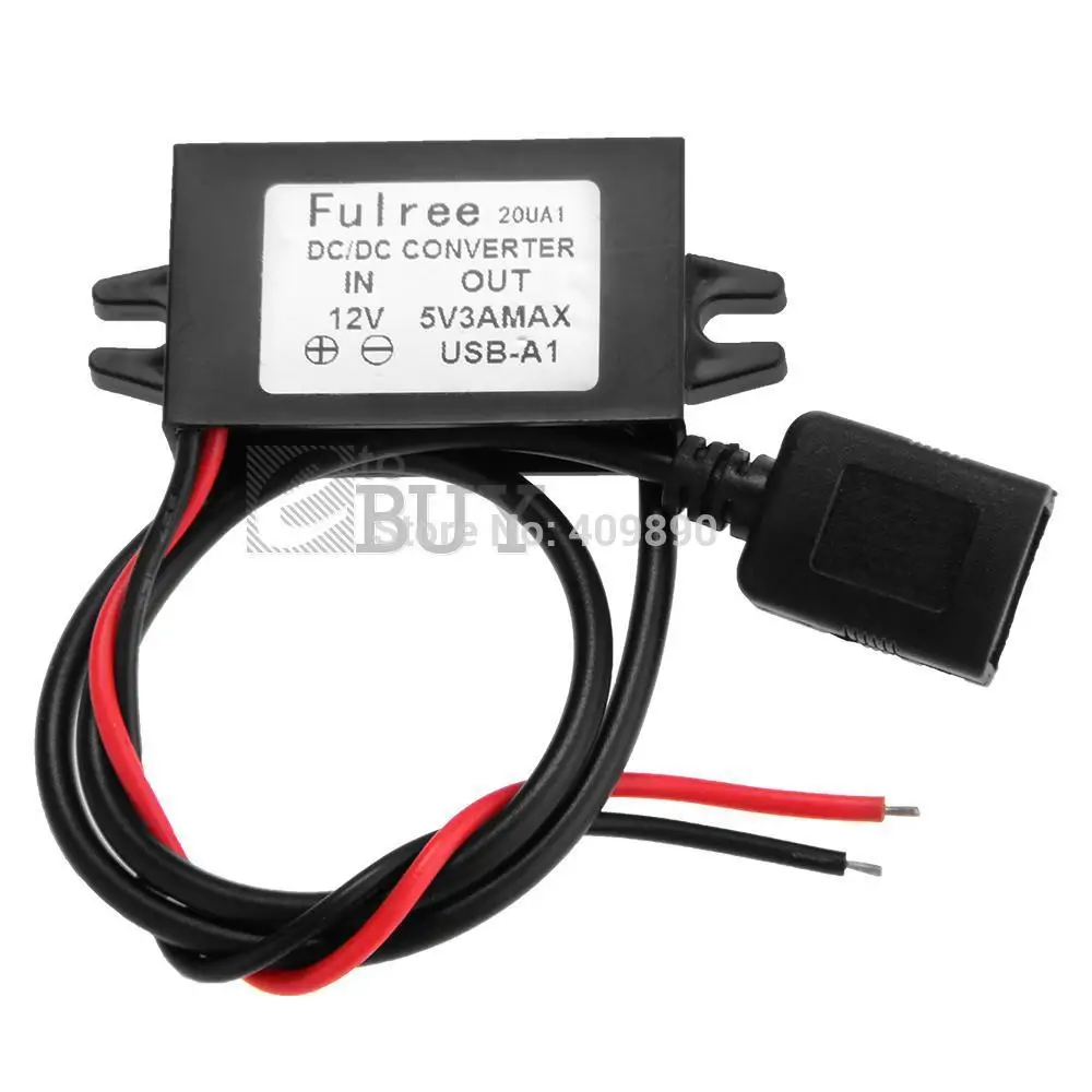 50 шт./лот водонепроницаемый понижающий преобразователь напряжения с USB DC 12V на 5V 3A