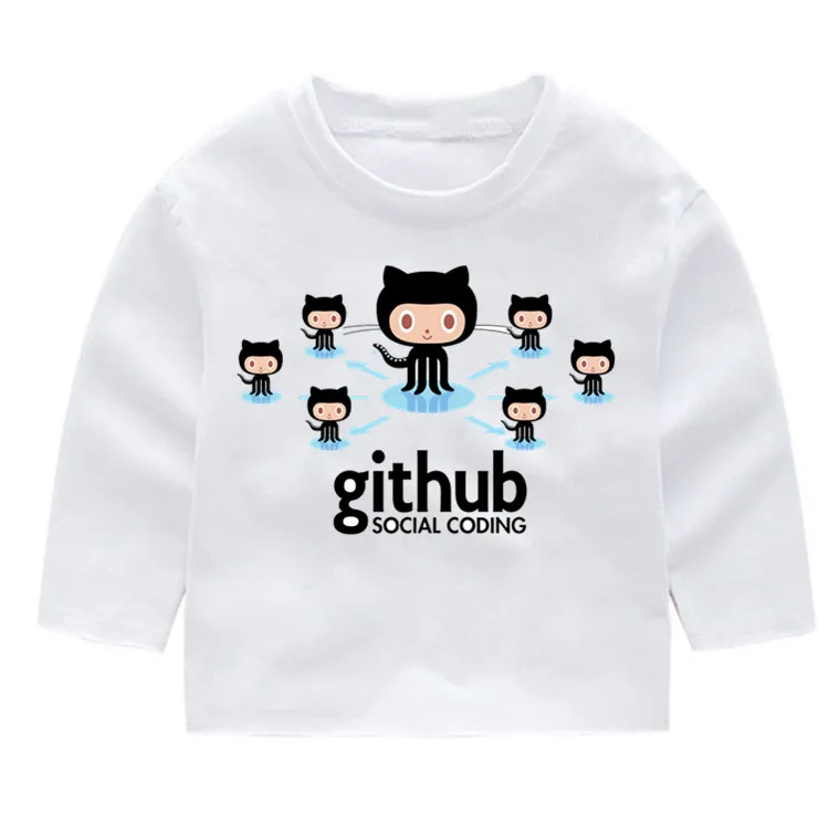 Github/Детские хлопковые модные футболки с длинными рукавами и принтом детские топы