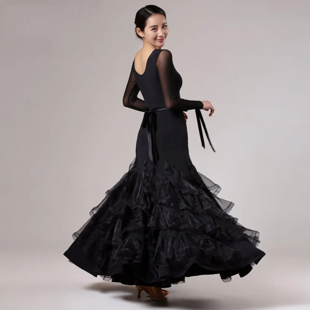 Женское платье для бальных танцев черные и красные длинные платья одежда ведущей