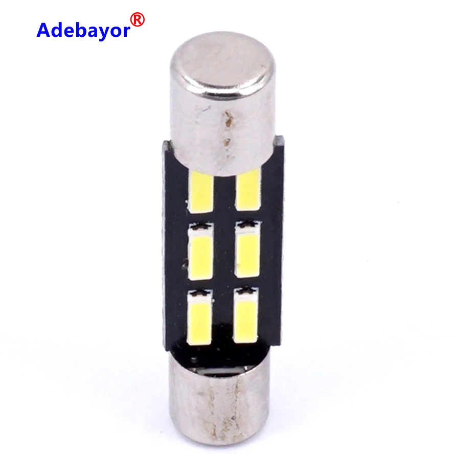 10X T6.3 ксеноновая белая C5W гирлянда лампа 31 мм 4014 SMD 6 LED Автомобильная интерьерная