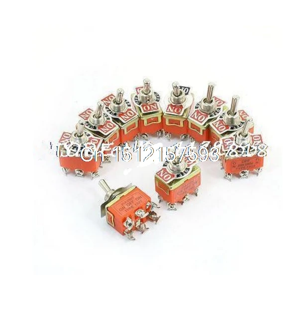 

10Pcs 6 Screw Terminal DPDT Locking ON-OFF-ON Toggle Switch 250V 25A
