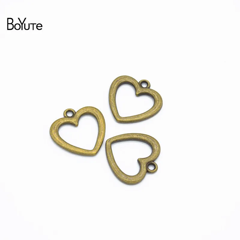 BoYuTe(100 шт./лот) металлический сплав подвеска в форме сердца Diy ручной работы аксессуары для изготовления ювелирных изделий - Окраска металла: 20x20MM-2MM Hole