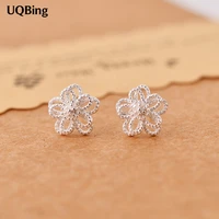 new style fashion silver color hollow flower stud earrings for women jewelry pendientes brincos fashion jewelry