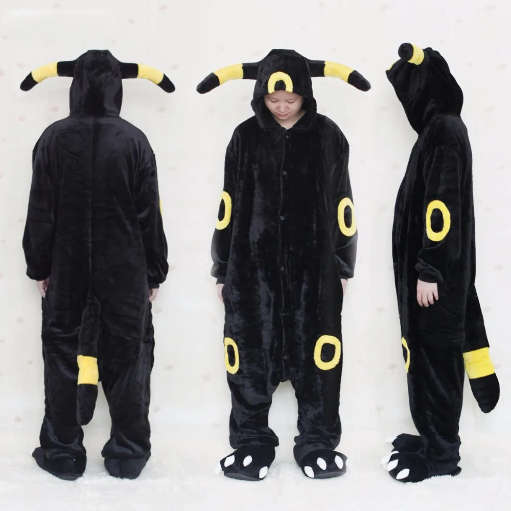 Взрослых Аниме Покемон косплей костюм Пикачу Umbreon пижамы комбинезон унисекс