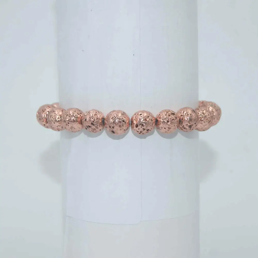 Rose gold volcanic Передача удачи 6 8 10 мм натуральный камень Бусины аметисты Агаты тигровый глаз Lapis браслеты из лазурита для женщин мужчин Йога браслет Femme - Окраска металла: Rose gold volcanic