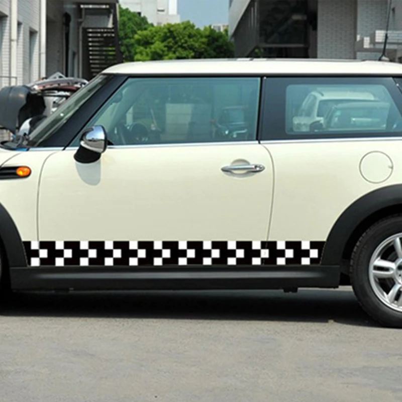 Спортивные Гонки Checker флаги кузова автомобиля наклейки Боковая дверь юбка для Mini