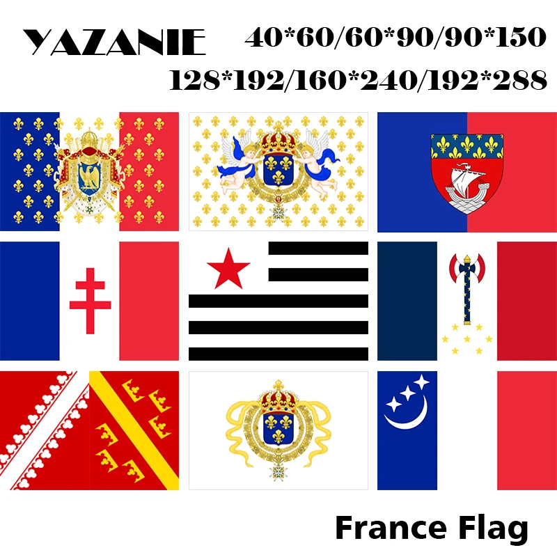 YAZANIE Франция Королевский стандарт флаг Наполеона 1940-1944 Эльзас 1643-1765 Ensign Регион