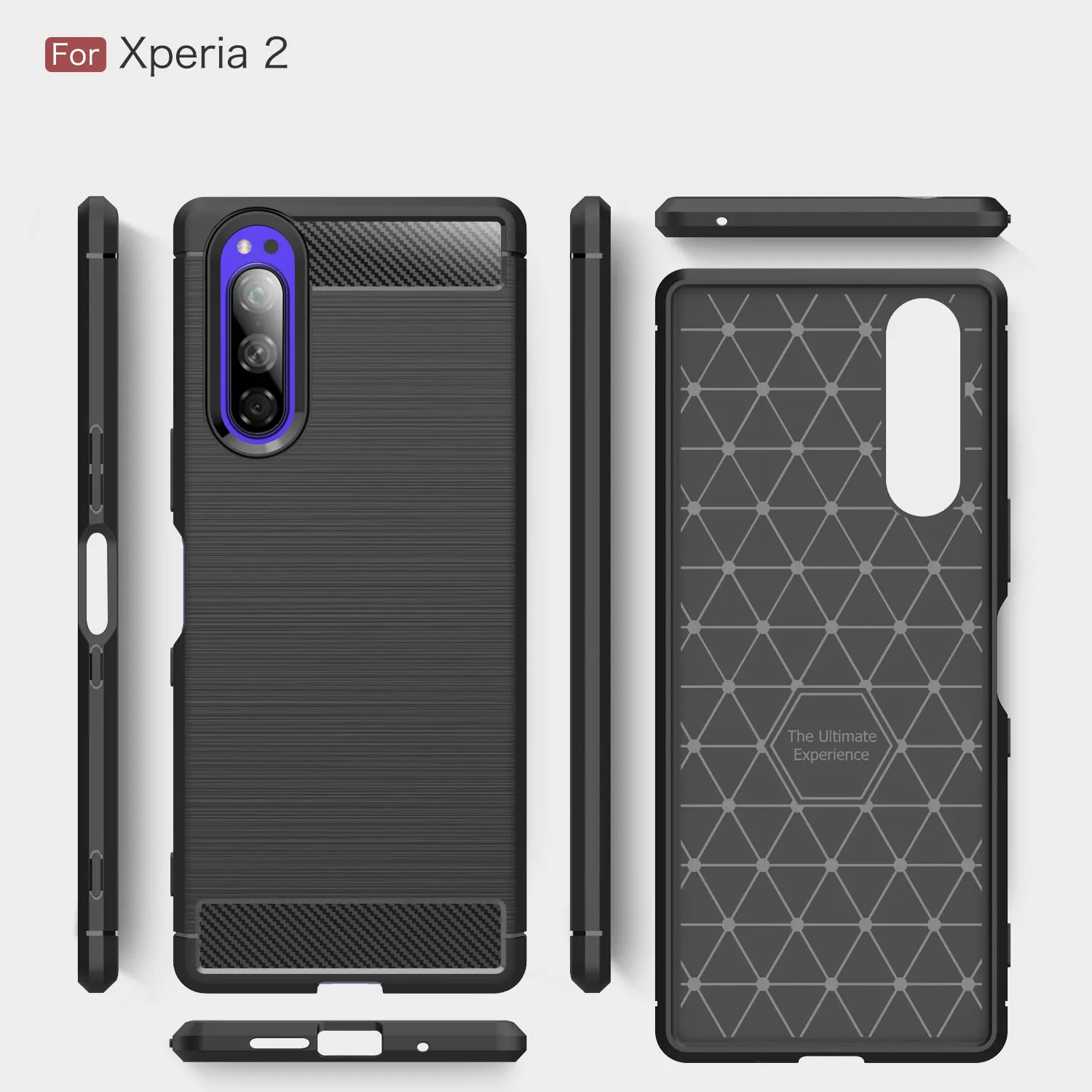 Ультратонкий Мягкий силиконовый чехол бампер из углеродного волокна для Sony Xperia 2
