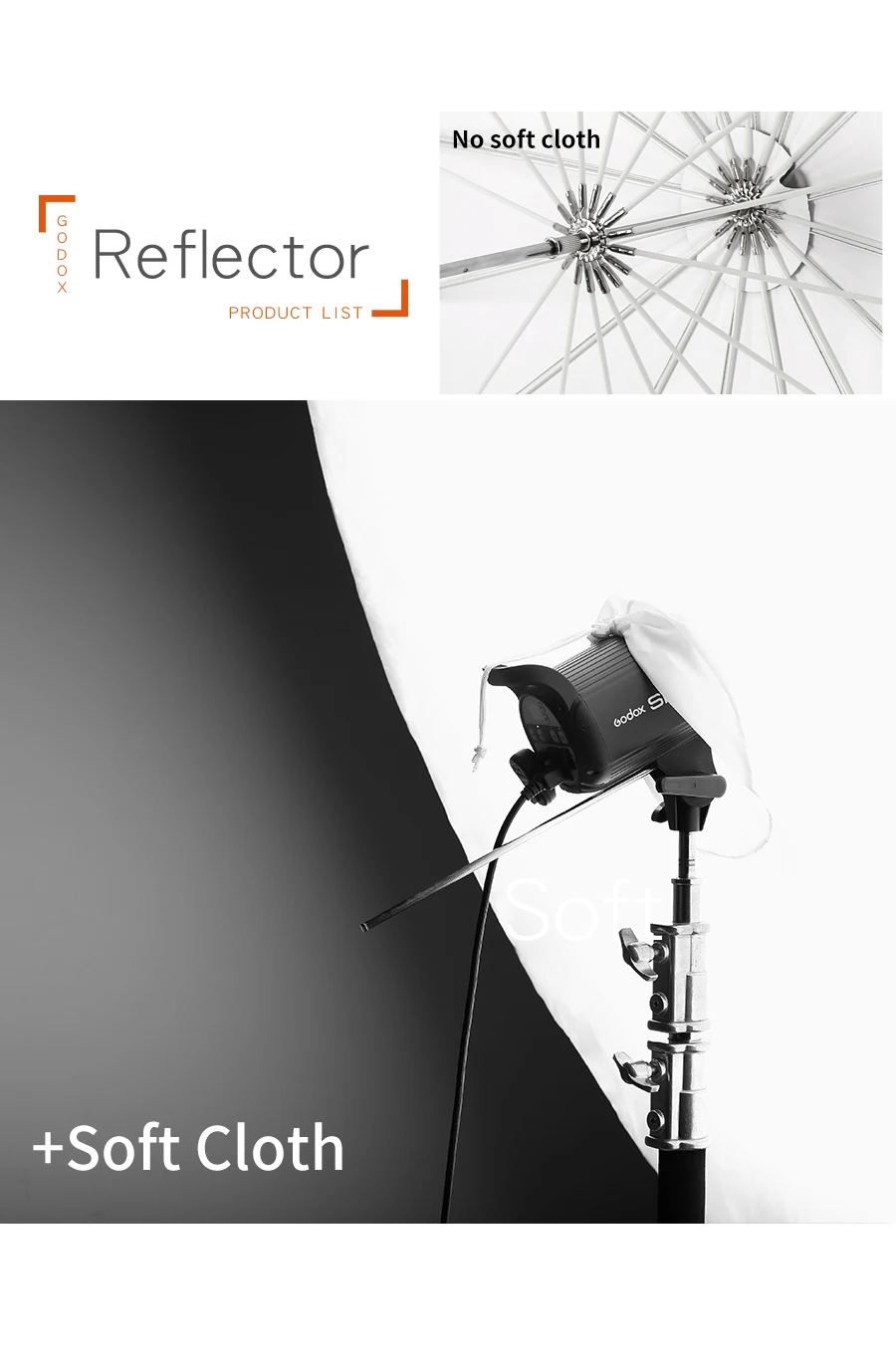 Godox Studio Photogrphy 70" / 178cm White Soft light Lighting Umbrella for Photo Studio with Large Diffuser Cover