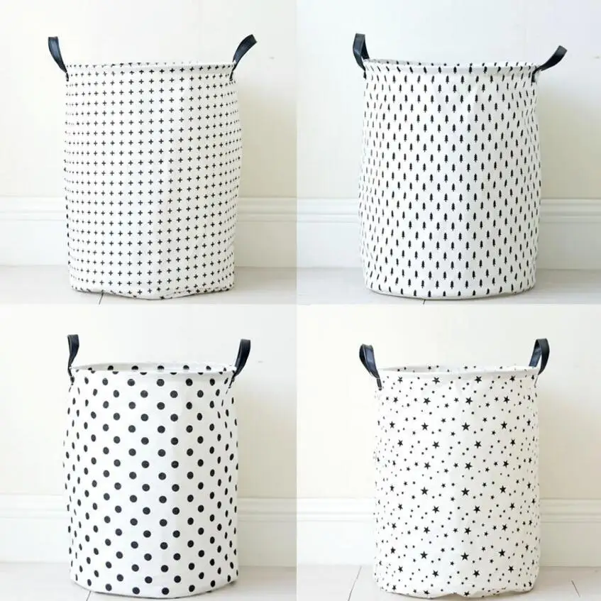 Корзина для белья в крупный горошек с пятиконечными звездами корзина хранения