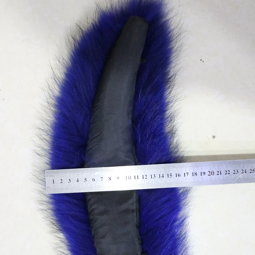 NGSG куртка воротник из натурального меха морской синий 80 см меховой енота женский