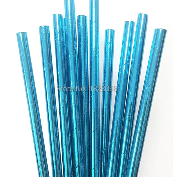 25 шт фольги синие твердые бумажные соломинки креативные для дня рождения