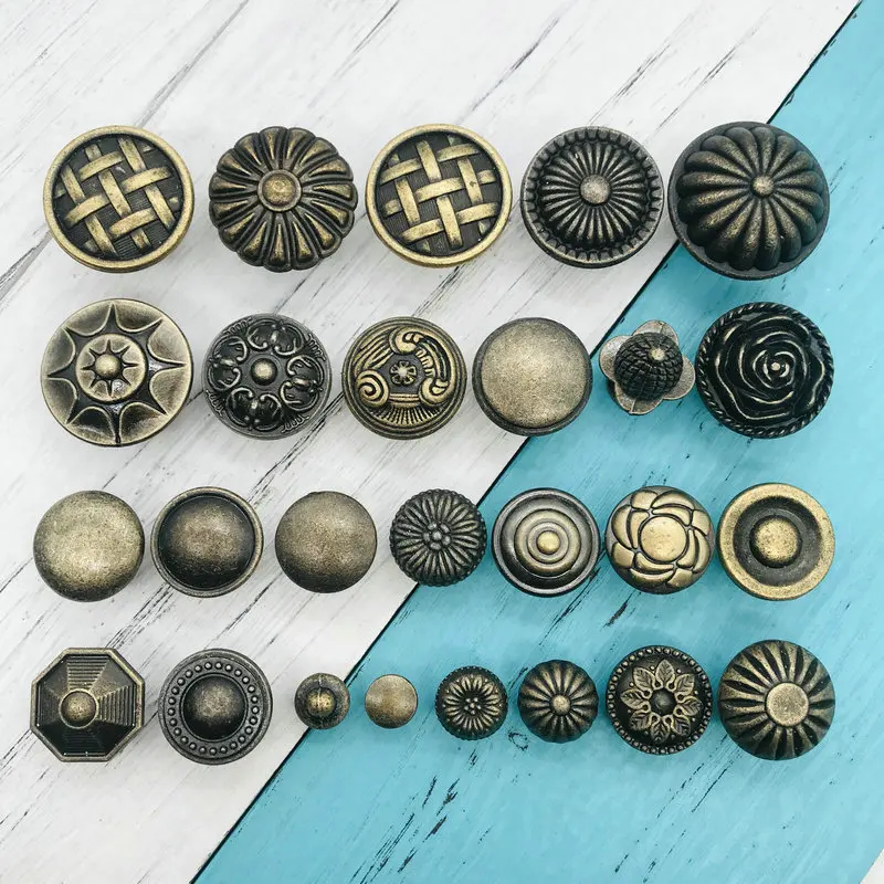 

1pc Vintage Antique Brass Cabinet Handles Single Bronze Handles Drawer Knobs Wardrobe Door Pullers Wooden Box Dresser Pull Knobs