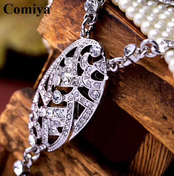 White color pearl bracelet with imitation diamond crystal pendant bangles luxury romantic wedding jewelry gift | Украшения и