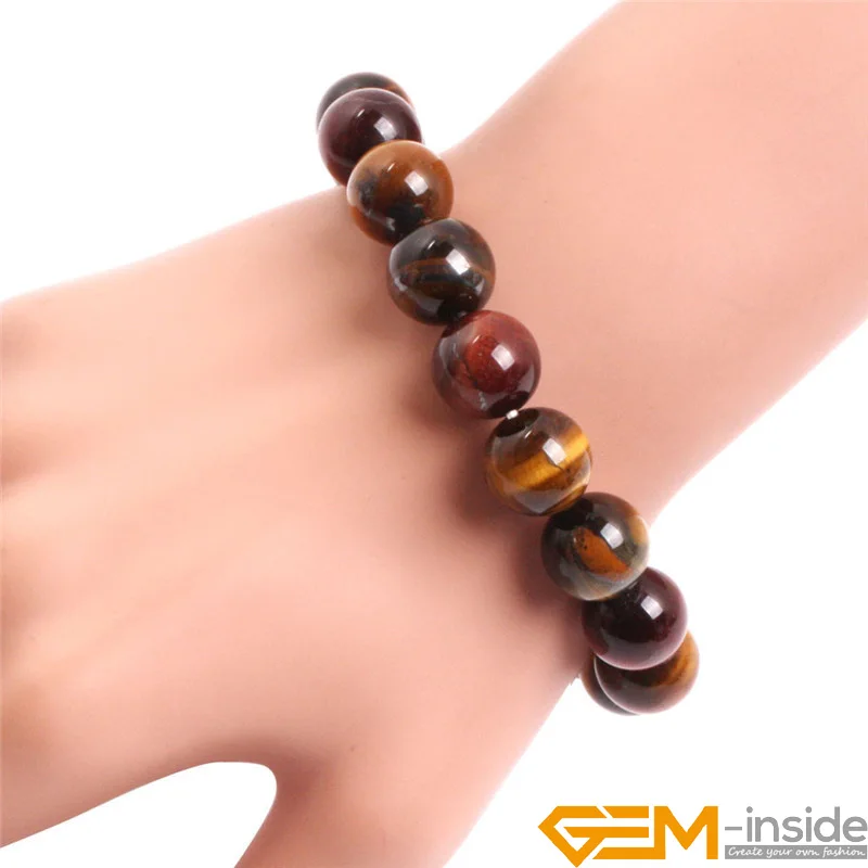 Желтый и красный & синий тигровый глаз браслет натуральный камень эластичный