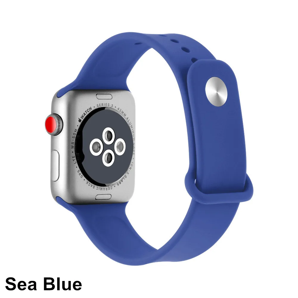 sea-blue Ремешок для iWatch 38 мм 4 44 мм серия 4 3 2 1 ремешок силиконовый браслет для Apple Watch 42 мм 40 мм силиконовые женские ремни - Цвет ремешка: sea-blue